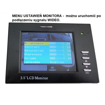OUTLET-  MONITOR SERWISOWY LCD 3.5" CVBS PAL NTSC TESTER KAMER CVBS  TFT-3.5M 005206 - WADY OBUDOWY