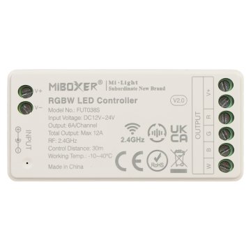 STEROWNIK OŚWIETLENIA LED LED-RGBW-WC/RF2 2.4 GHz, RGBW 12&nbsp;... 24&nbsp;V DC MiBOXER / Mi-Light