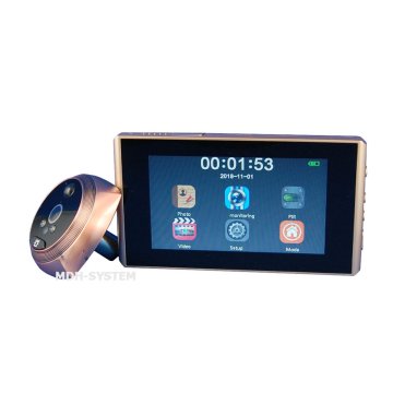  Kamera do drzwi , WIZJER, JUDASZ, monitor LCD 4,3", dzwonek, zapis na karty micro SD, tryb DZIEŃ/NOC, CZUJNIK RUCHU, wersja HD 1280 x 720, AUDIO, SMART PEEPHOLE VIEWER COPPER